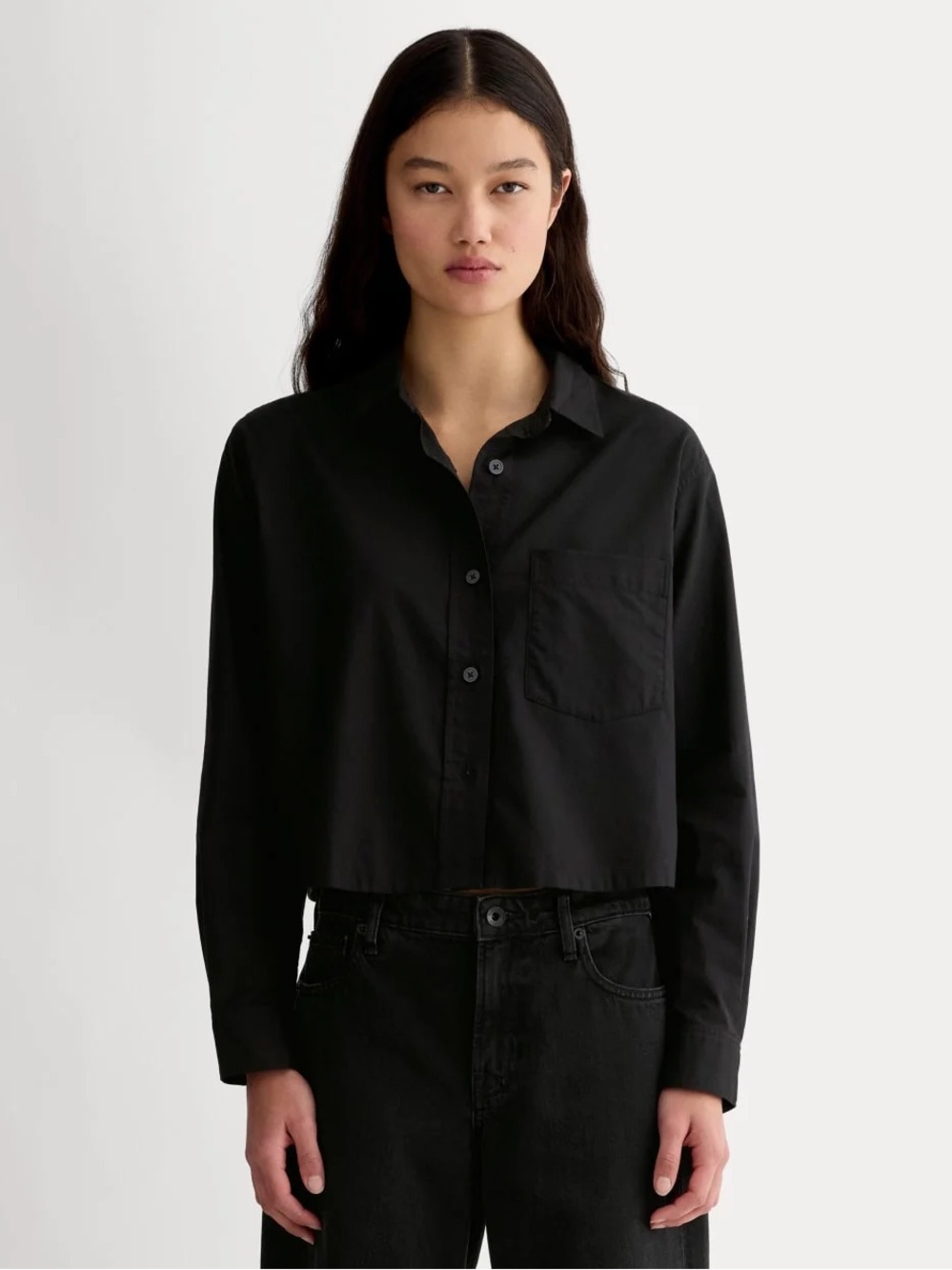 The Way Short Shirt in Silky Cotton, Black